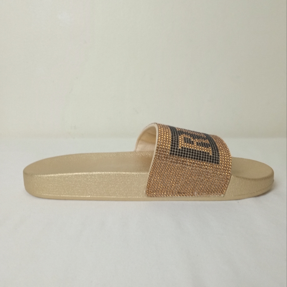 True Religion Gold And Black Blinging Jasmin Slides US 9 - Picture 11 of 16